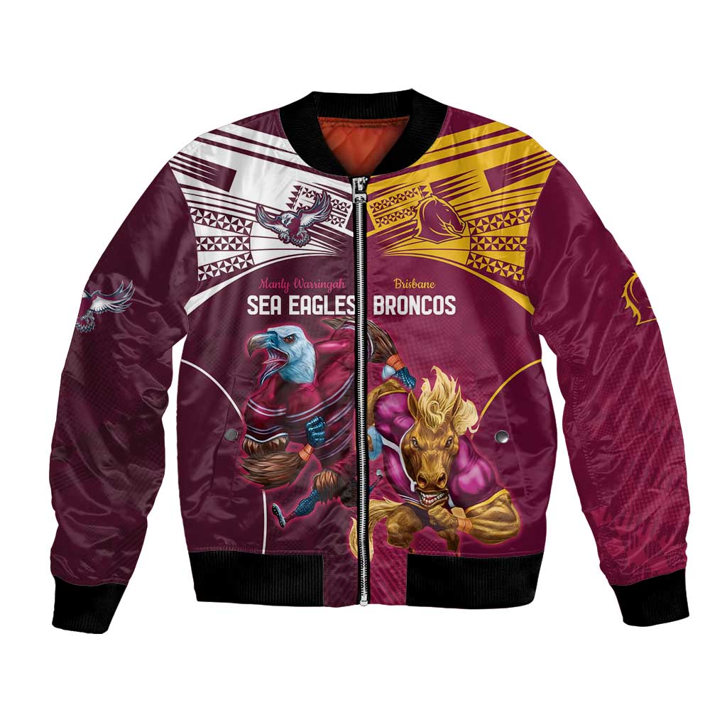 Custom Sea Eagles And Broncos Rugby Bomber Jacket Sporty Style