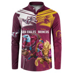Custom Sea Eagles And Broncos Rugby Button Sweatshirt Sporty Style