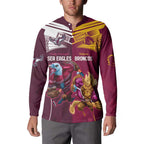 Custom Sea Eagles And Broncos Rugby Button Sweatshirt Sporty Style
