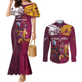 Custom Sea Eagles And Broncos Rugby Couples Matching Mermaid Dress and Long Sleeve Button Shirt Sporty Style