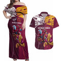 Custom Sea Eagles And Broncos Rugby Couples Matching Off Shoulder Maxi Dress and Hawaiian Shirt Sporty Style