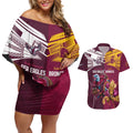Custom Sea Eagles And Broncos Rugby Couples Matching Off Shoulder Short Dress and Hawaiian Shirt Sporty Style