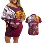 Custom Sea Eagles And Broncos Rugby Couples Matching Off Shoulder Short Dress and Hawaiian Shirt Sporty Style