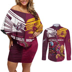 Custom Sea Eagles And Broncos Rugby Couples Matching Off Shoulder Short Dress and Long Sleeve Button Shirt Sporty Style