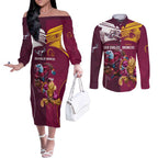 Custom Sea Eagles And Broncos Rugby Couples Matching Off The Shoulder Long Sleeve Dress and Long Sleeve Button Shirt Sporty Style