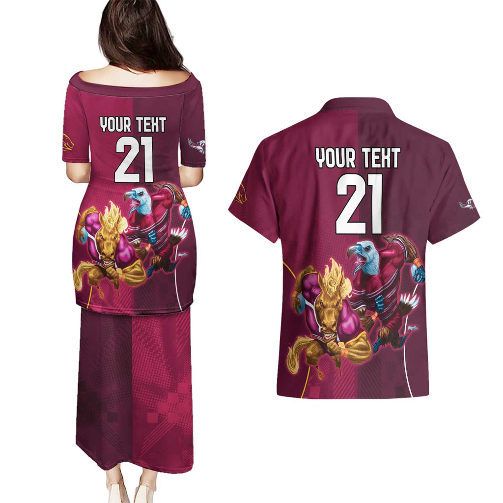 Custom Sea Eagles And Broncos Rugby Couples Matching Puletasi and Hawaiian Shirt Sporty Style