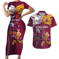 Custom Sea Eagles And Broncos Rugby Couples Matching Short Sleeve Bodycon Dress and Hawaiian Shirt Sporty Style