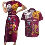 Custom Sea Eagles And Broncos Rugby Couples Matching Short Sleeve Bodycon Dress and Hawaiian Shirt Sporty Style