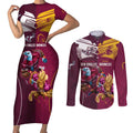 Custom Sea Eagles And Broncos Rugby Couples Matching Short Sleeve Bodycon Dress and Long Sleeve Button Shirt Sporty Style