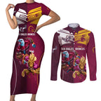 Custom Sea Eagles And Broncos Rugby Couples Matching Short Sleeve Bodycon Dress and Long Sleeve Button Shirt Sporty Style