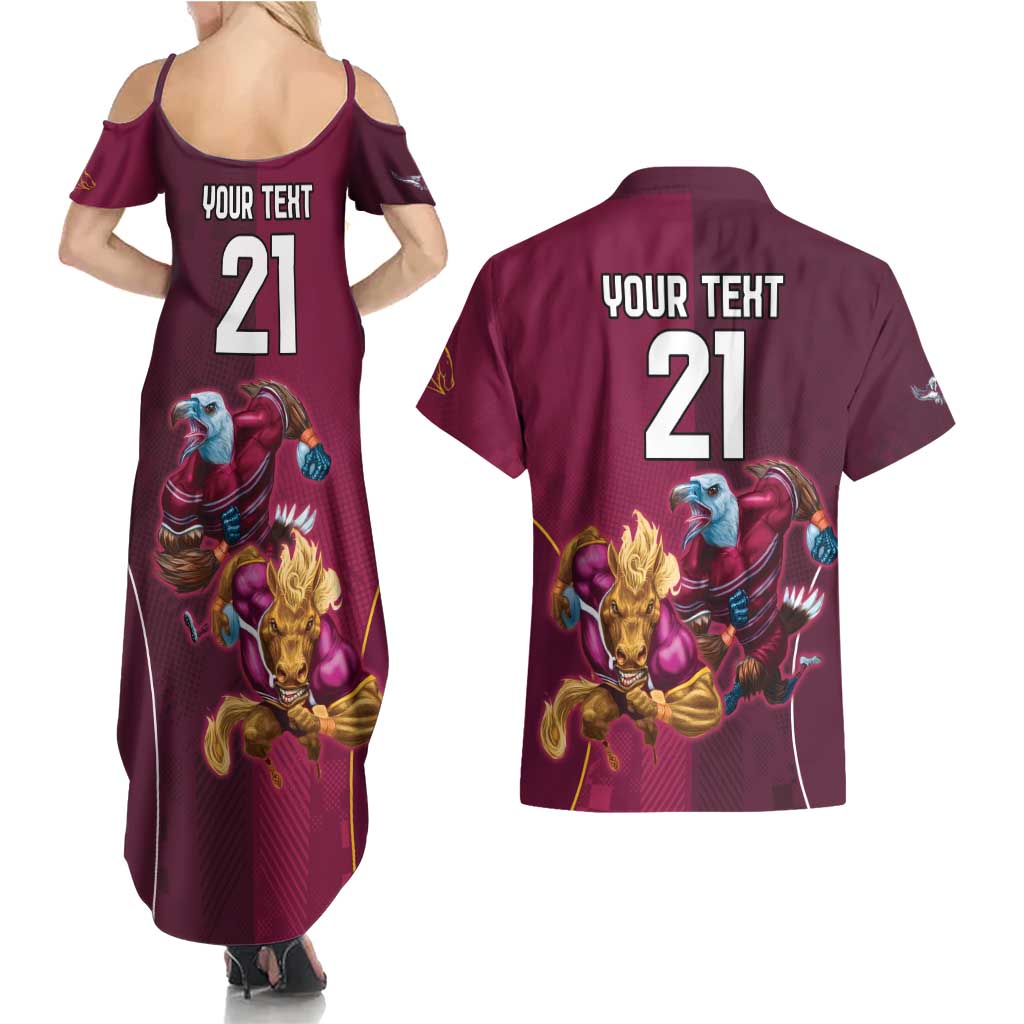 Custom Sea Eagles And Broncos Rugby Couples Matching Summer Maxi Dress and Hawaiian Shirt Sporty Style