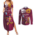 Custom Sea Eagles And Broncos Rugby Couples Matching Summer Maxi Dress and Long Sleeve Button Shirt Sporty Style