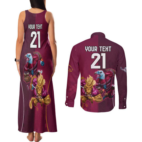 Custom Sea Eagles And Broncos Rugby Couples Matching Tank Maxi Dress and Long Sleeve Button Shirt Sporty Style