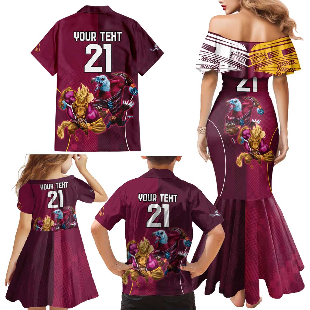 Custom Sea Eagles And Broncos Rugby Family Matching Mermaid Dress and Hawaiian Shirt Sporty Style