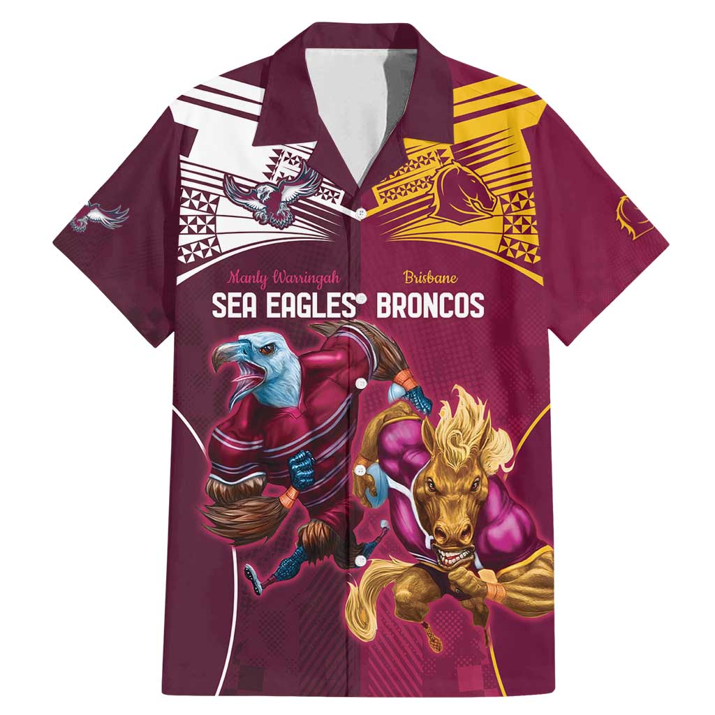 Custom Sea Eagles And Broncos Rugby Family Matching Mermaid Dress and Hawaiian Shirt Sporty Style