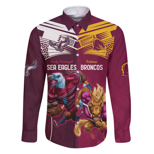 Custom Sea Eagles And Broncos Rugby Family Matching Mermaid Dress and Hawaiian Shirt Sporty Style