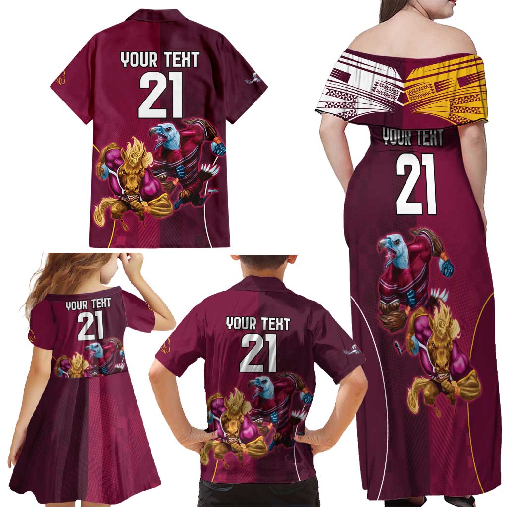 Custom Sea Eagles And Broncos Rugby Family Matching Off Shoulder Maxi Dress and Hawaiian Shirt Sporty Style