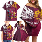 Custom Sea Eagles And Broncos Rugby Family Matching Off Shoulder Short Dress and Hawaiian Shirt Sporty Style