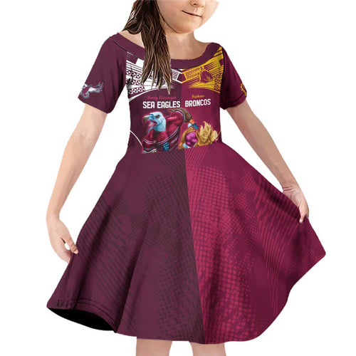 Custom Sea Eagles And Broncos Rugby Family Matching Off Shoulder Short Dress and Hawaiian Shirt Sporty Style