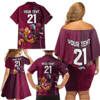 Custom Sea Eagles And Broncos Rugby Family Matching Off Shoulder Short Dress and Hawaiian Shirt Sporty Style