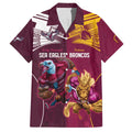 Custom Sea Eagles And Broncos Rugby Family Matching Off Shoulder Short Dress and Hawaiian Shirt Sporty Style