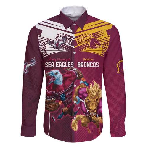 Custom Sea Eagles And Broncos Rugby Family Matching Off Shoulder Short Dress and Hawaiian Shirt Sporty Style