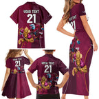 Custom Sea Eagles And Broncos Rugby Family Matching Short Sleeve Bodycon Dress and Hawaiian Shirt Sporty Style