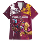 Custom Sea Eagles And Broncos Rugby Family Matching Short Sleeve Bodycon Dress and Hawaiian Shirt Sporty Style