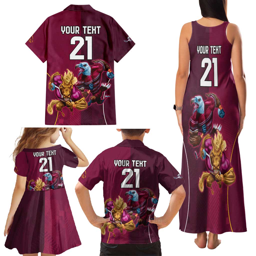 Custom Sea Eagles And Broncos Rugby Family Matching Tank Maxi Dress and Hawaiian Shirt Sporty Style