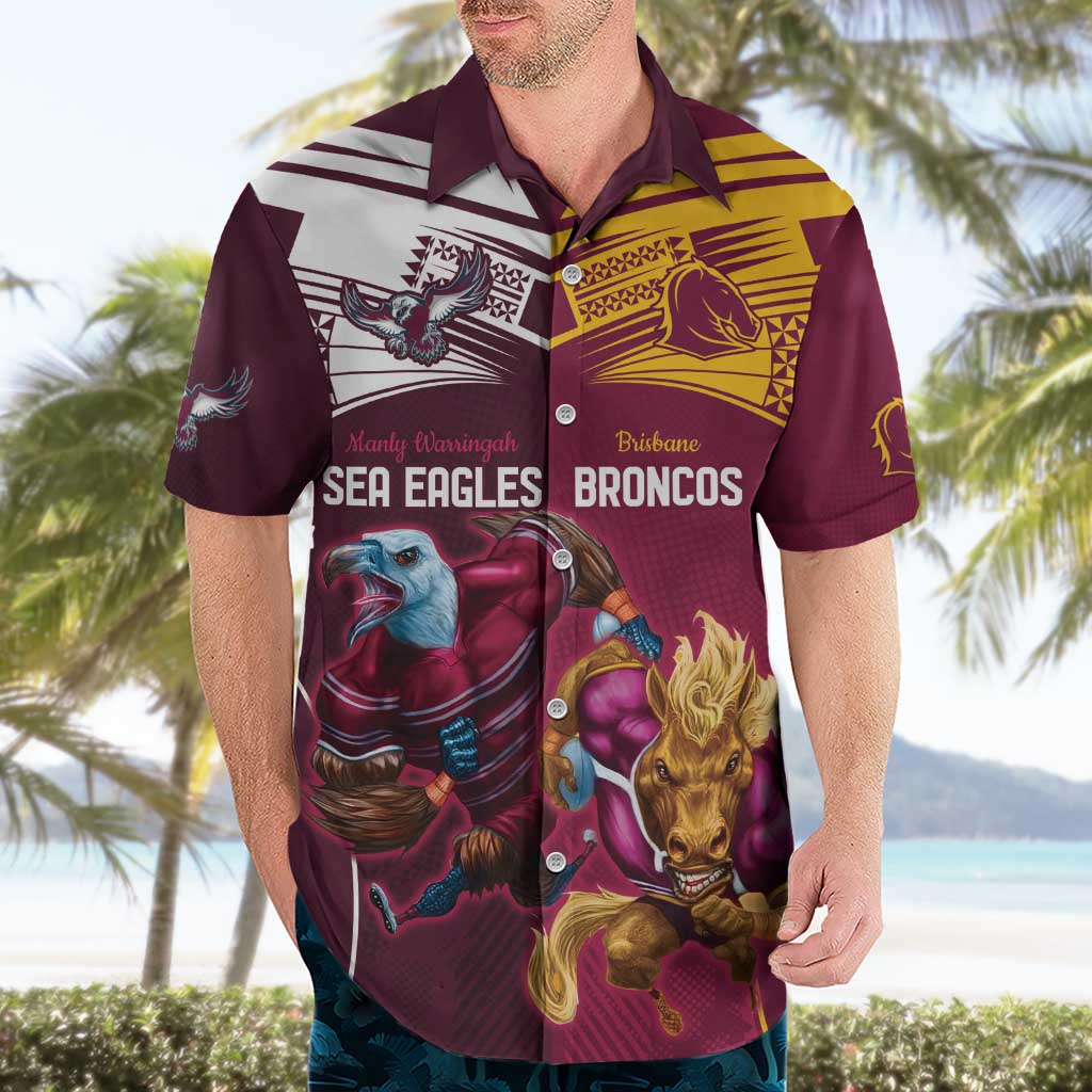 Custom Sea Eagles And Broncos Rugby Hawaiian Shirt Sporty Style