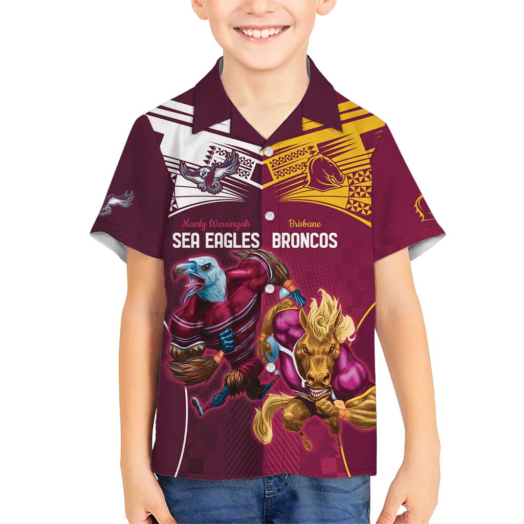 Custom Sea Eagles And Broncos Rugby Hawaiian Shirt Sporty Style