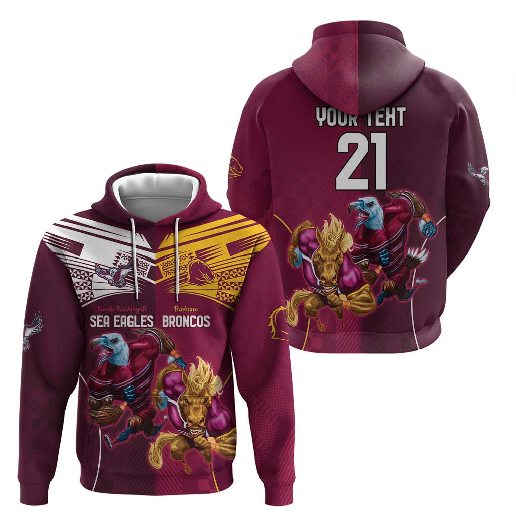 Custom Sea Eagles And Broncos Rugby Hoodie Sporty Style