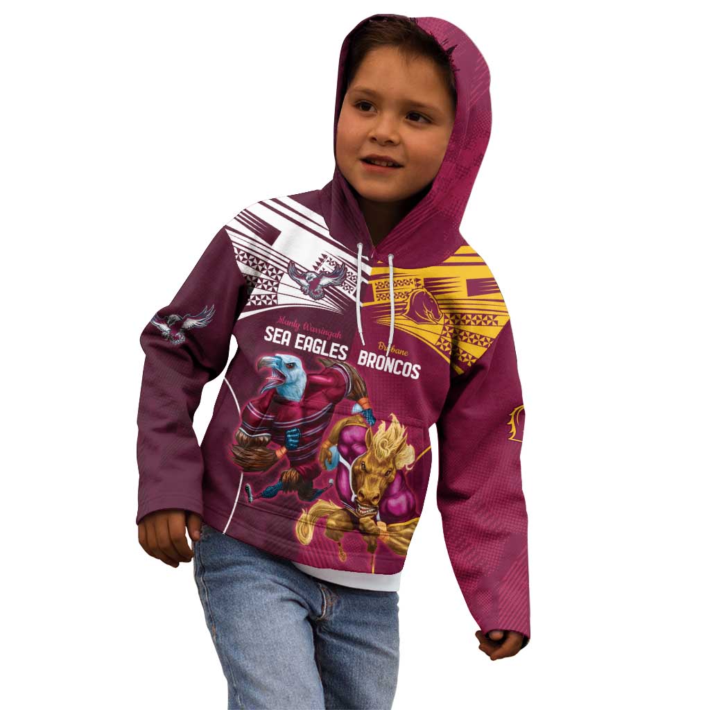 Custom Sea Eagles And Broncos Rugby Kid Hoodie Sporty Style LT9