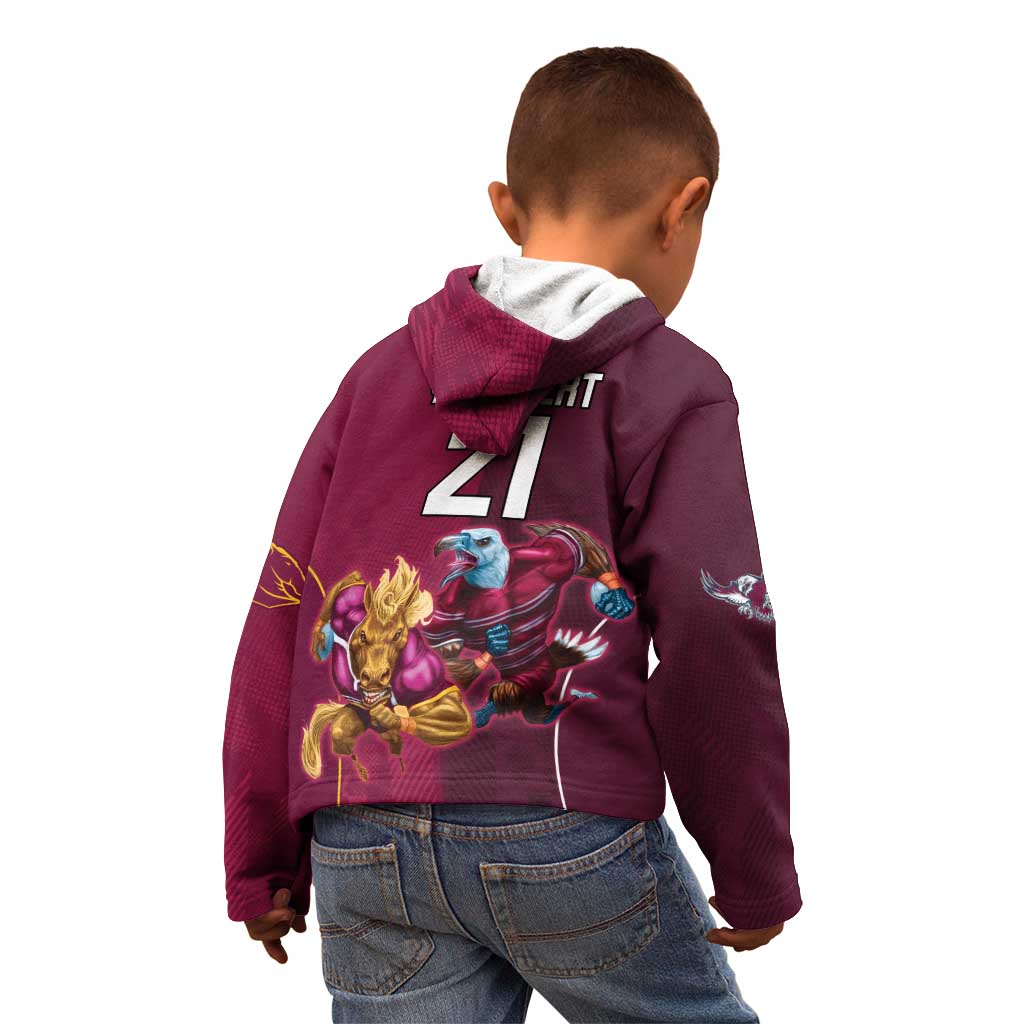 Custom Sea Eagles And Broncos Rugby Kid Hoodie Sporty Style LT9