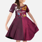 Custom Sea Eagles And Broncos Rugby Kid Short Sleeve Dress Sporty Style