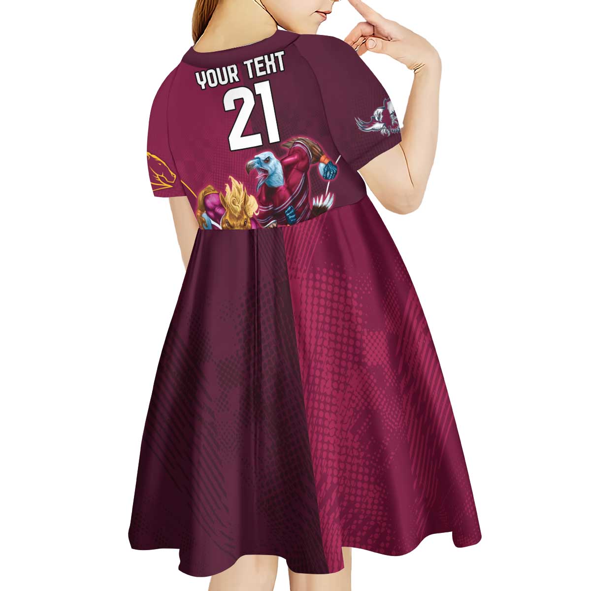 Custom Sea Eagles And Broncos Rugby Kid Short Sleeve Dress Sporty Style