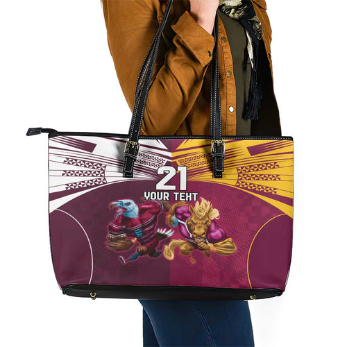 Custom Sea Eagles And Broncos Rugby Leather Tote Bag Sporty Style