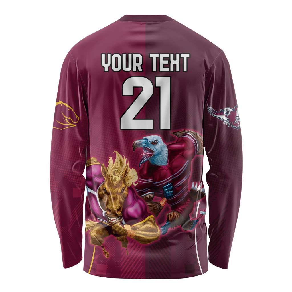 Custom Sea Eagles And Broncos Rugby Long Sleeve Shirt Sporty Style