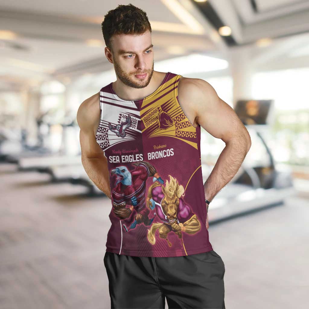 Custom Sea Eagles And Broncos Rugby Men Tank Top Sporty Style