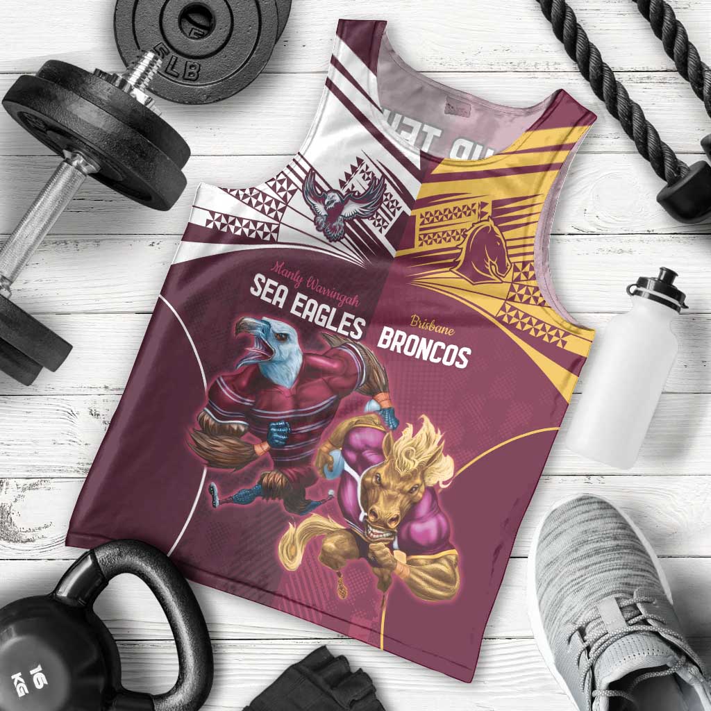 Custom Sea Eagles And Broncos Rugby Men Tank Top Sporty Style