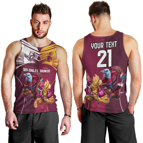 Custom Sea Eagles And Broncos Rugby Men Tank Top Sporty Style