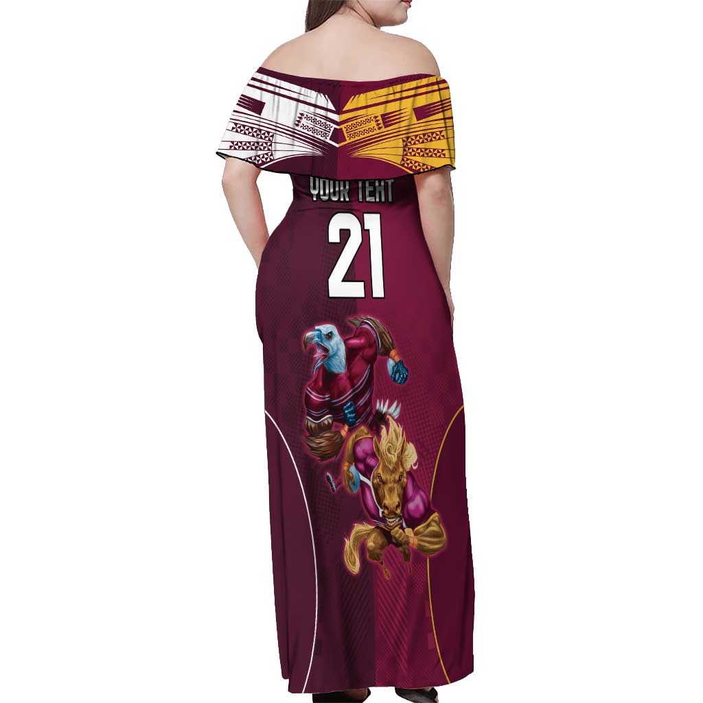 Custom Sea Eagles And Broncos Rugby Off Shoulder Maxi Dress Sporty Style