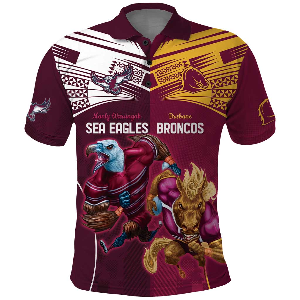 Custom Sea Eagles And Broncos Rugby Polo Shirt Sporty Style