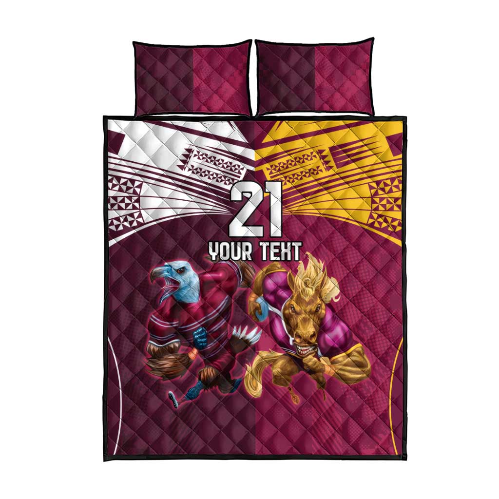 Custom Sea Eagles And Broncos Rugby Quilt Bed Set Sporty Style