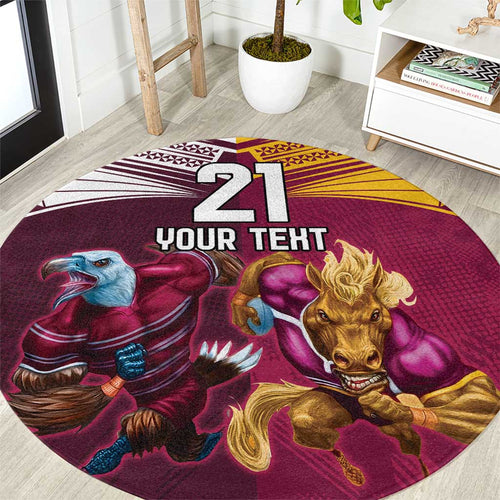 Custom Sea Eagles And Broncos Rugby Round Carpet Sporty Style