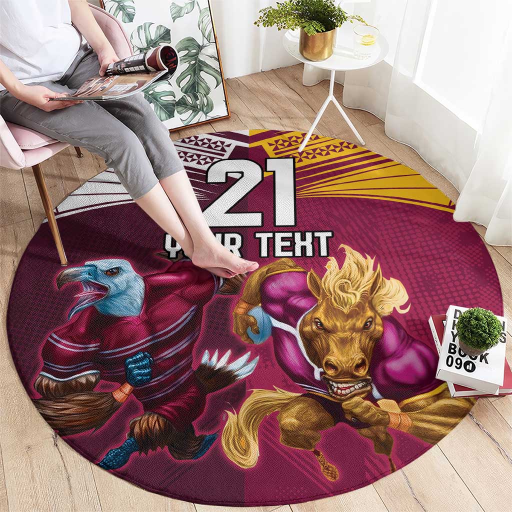 Custom Sea Eagles And Broncos Rugby Round Carpet Sporty Style