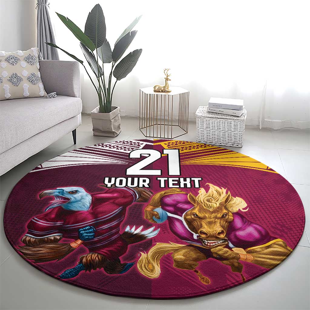Custom Sea Eagles And Broncos Rugby Round Carpet Sporty Style