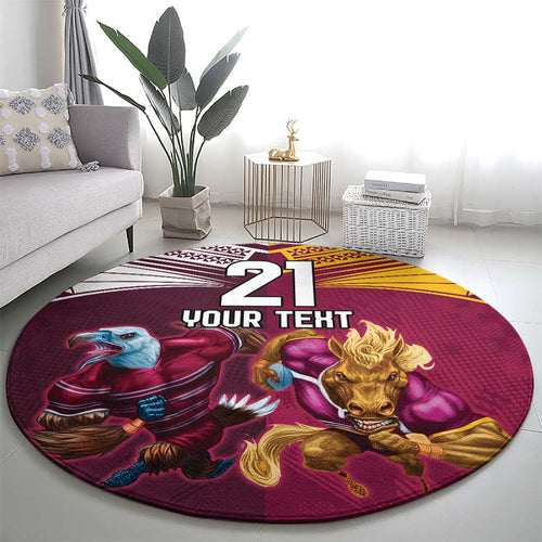 Custom Sea Eagles And Broncos Rugby Round Carpet Sporty Style