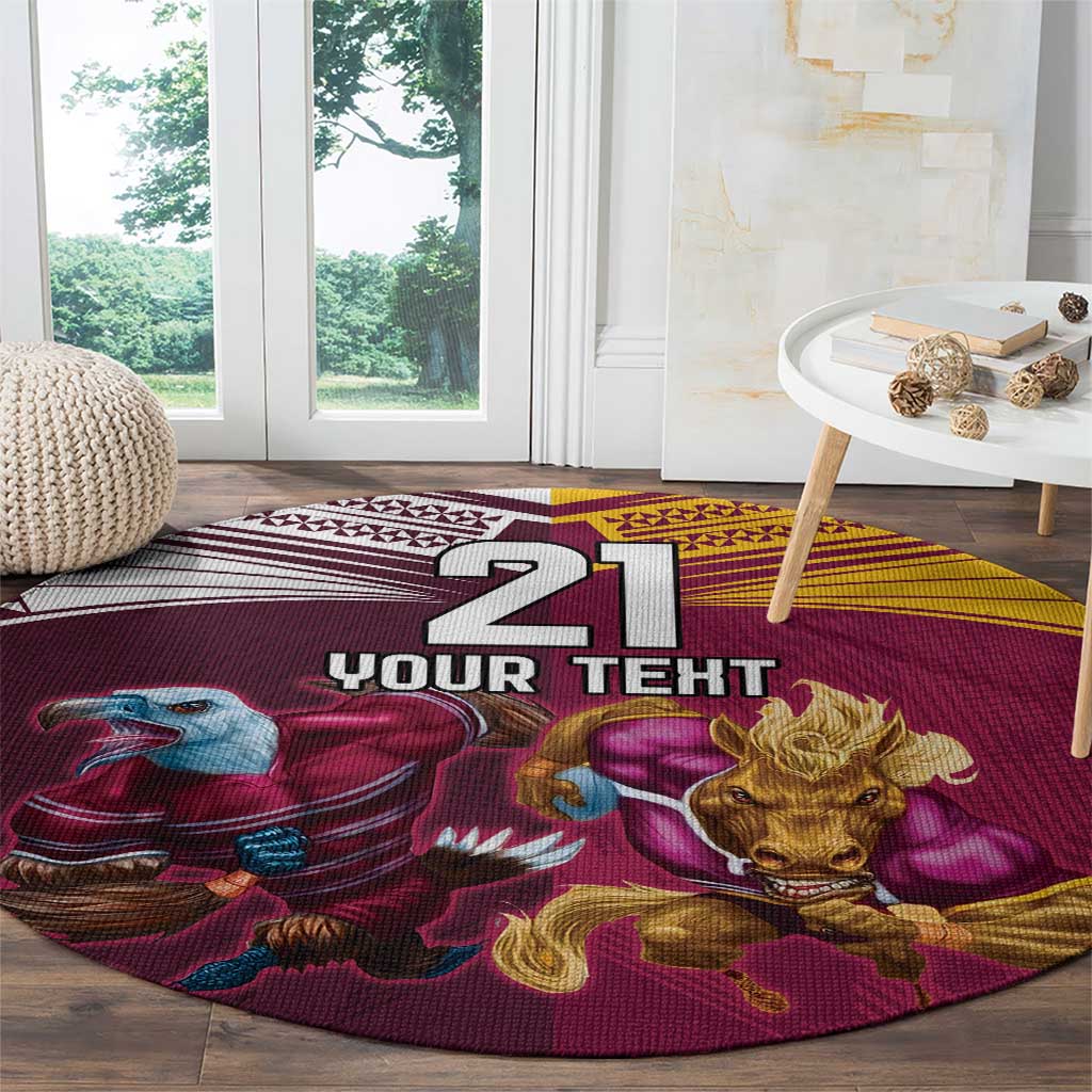 Custom Sea Eagles And Broncos Rugby Round Carpet Sporty Style