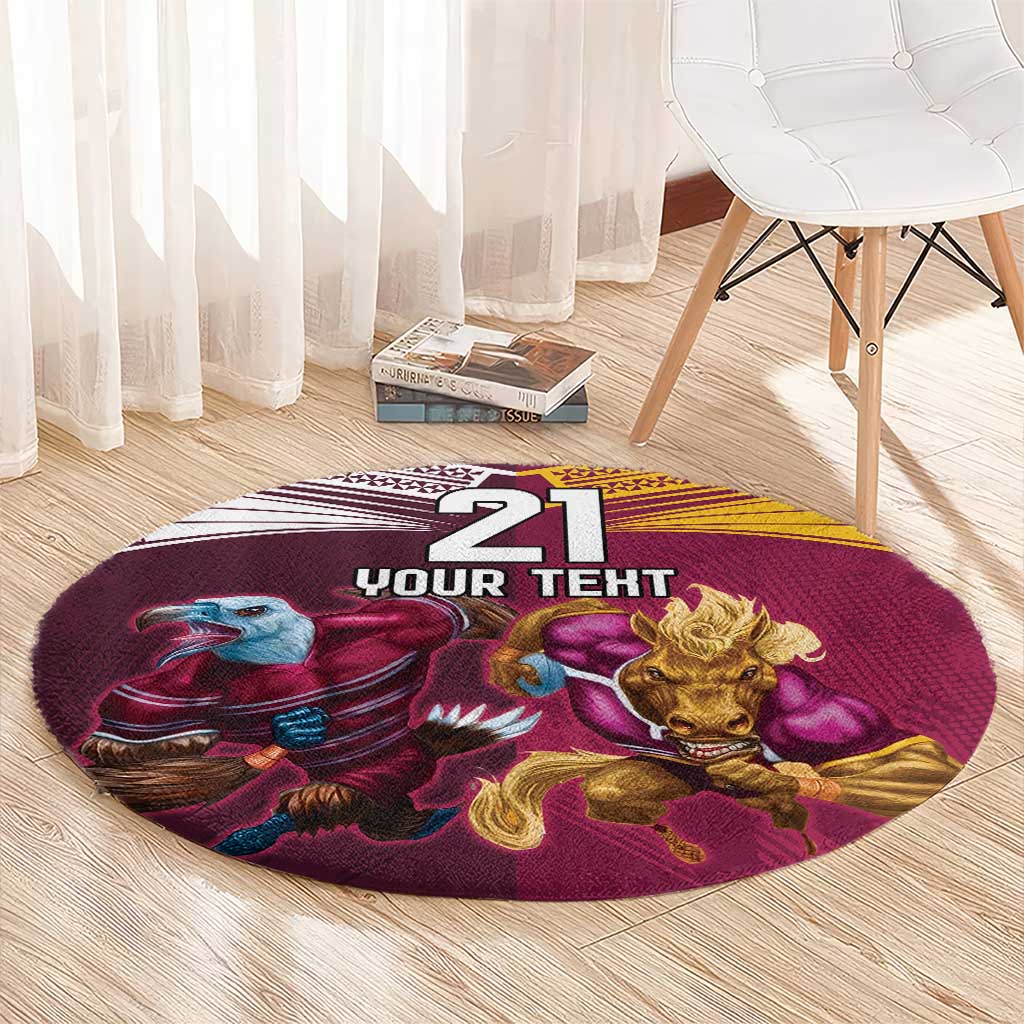 Custom Sea Eagles And Broncos Rugby Round Carpet Sporty Style